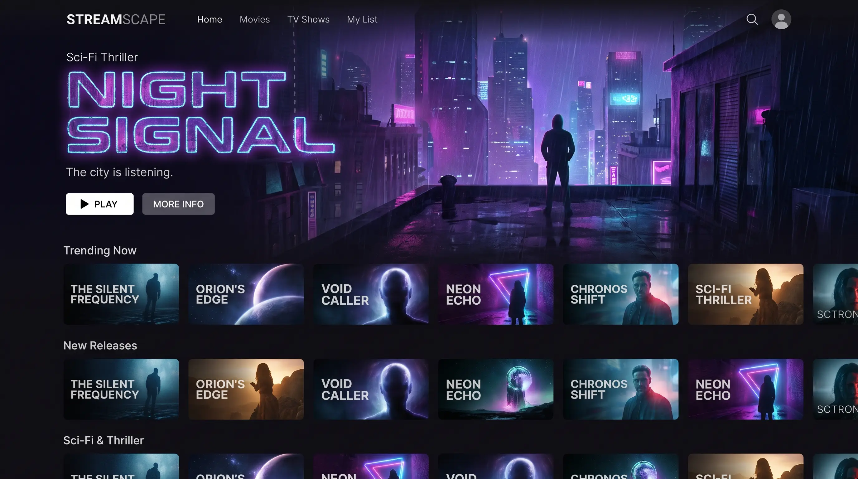 Приклад: Netflix-стрічка з вигаданим фільмом: макет стримінгу