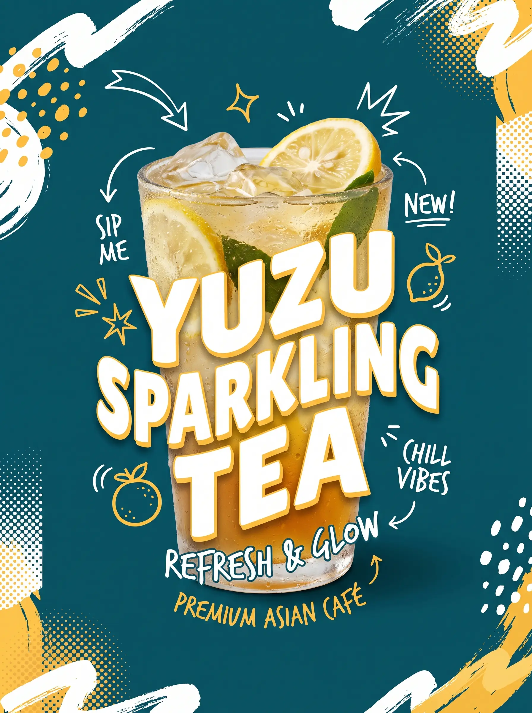 Приклад: Преміальний постер напою в естетиці азійського кафе